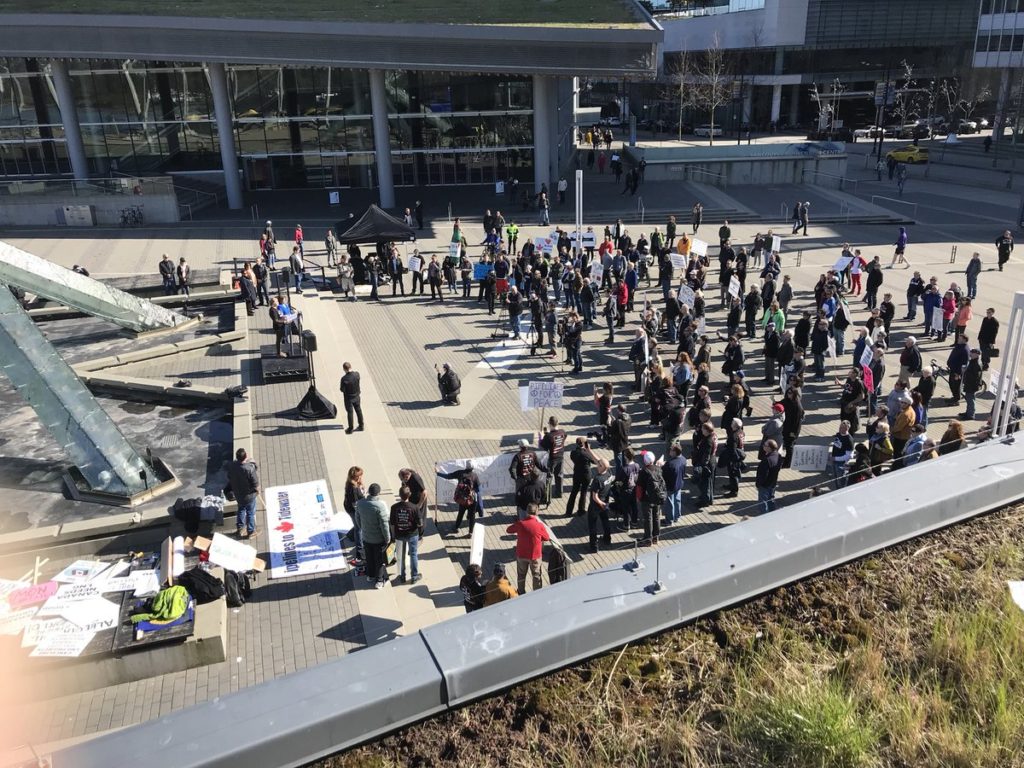anti-water rally in Vancouver
